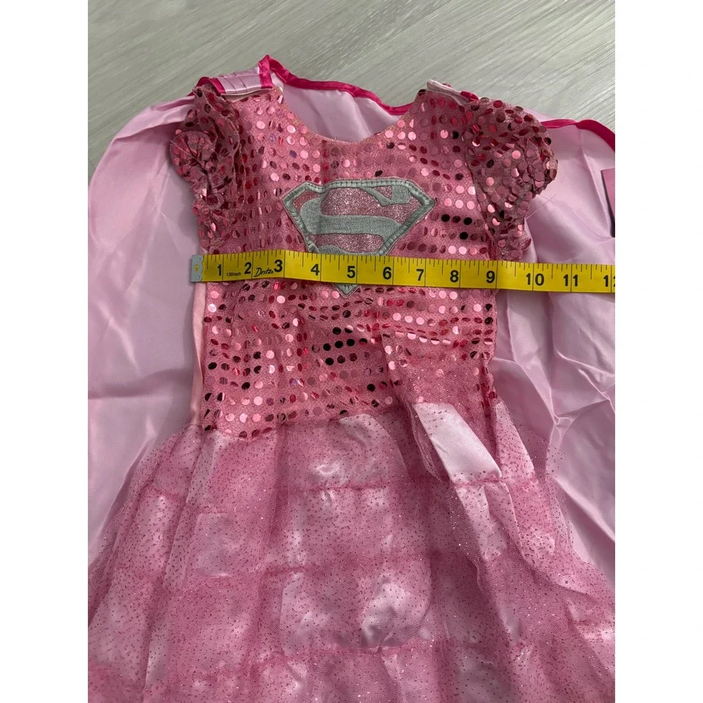 Supergirl Girl Kid Costume Pink Sequin Tutu Dress Rubies Cape Mask Size S 4-6